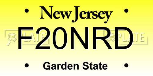F20NRD New Jersey License Plate