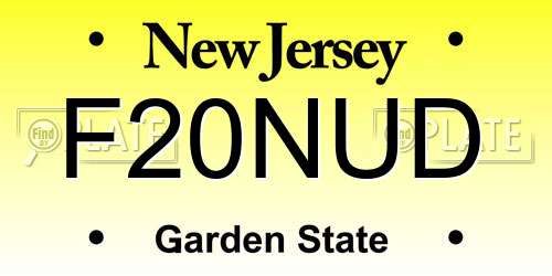 F20NUD New Jersey License Plate