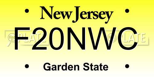 F20NWC New Jersey License Plate