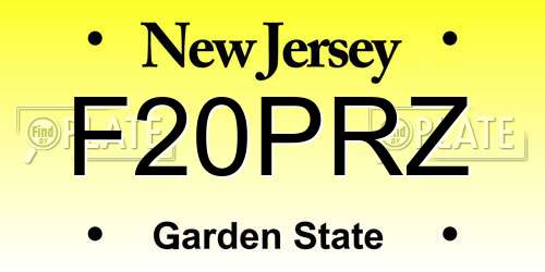 F20PRZ New Jersey License Plate