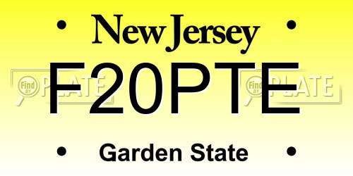 F20PTE New Jersey License Plate
