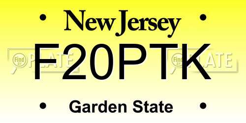 F20PTK New Jersey License Plate