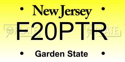 F20PTR New Jersey License Plate
