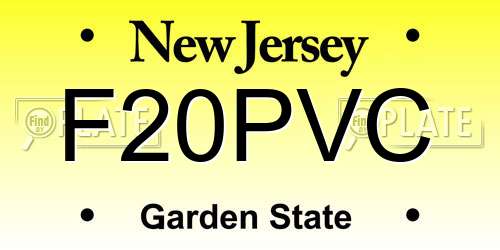 F20PVC New Jersey License Plate