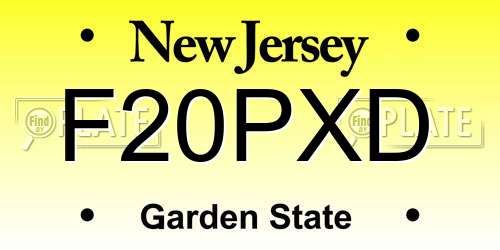 F20PXD New Jersey License Plate