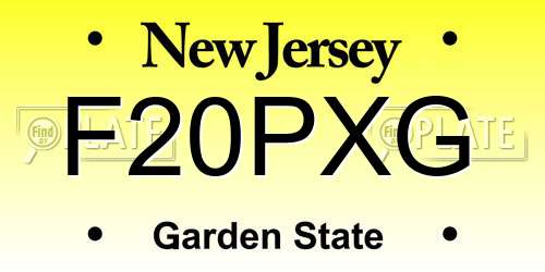 F20PXG New Jersey License Plate