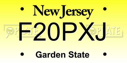 F20PXJ New Jersey License Plate