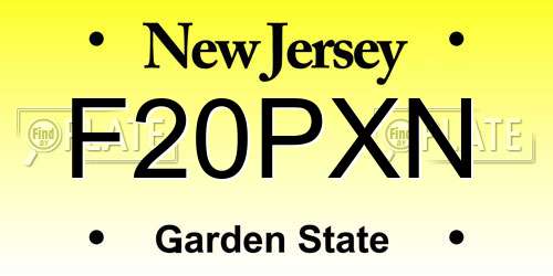 F20PXN New Jersey License Plate
