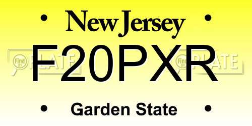 F20PXR New Jersey License Plate