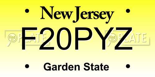 F20PYZ New Jersey License Plate