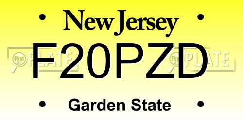 F20PZD New Jersey License Plate