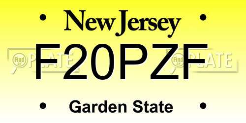 F20PZF New Jersey License Plate