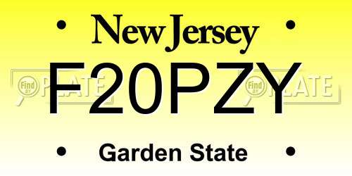 F20PZY New Jersey License Plate