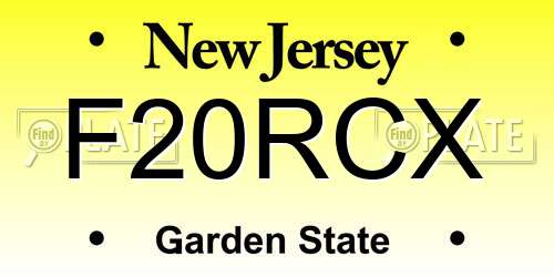 F20RCX New Jersey License Plate