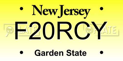 F20RCY New Jersey License Plate