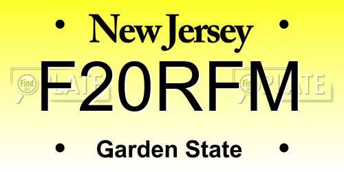 F20RFM New Jersey License Plate