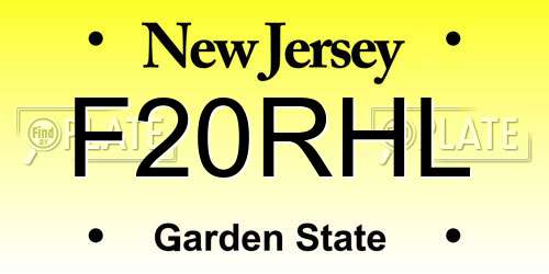 F20RHL New Jersey License Plate