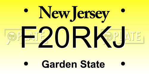 F20RKJ New Jersey License Plate