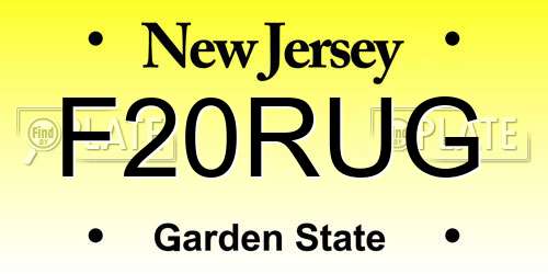 F20RUG New Jersey License Plate