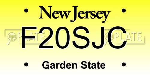 F20SJC New Jersey License Plate