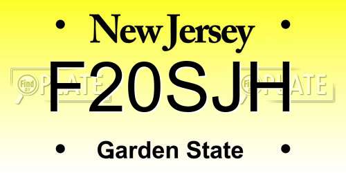 F20SJH New Jersey License Plate