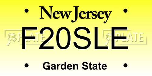 F20SLE New Jersey License Plate