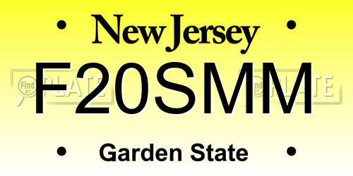 F20SMM New Jersey License Plate