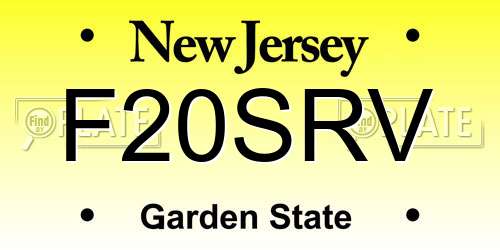 F20SRV New Jersey License Plate