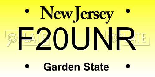 F20UNR New Jersey License Plate