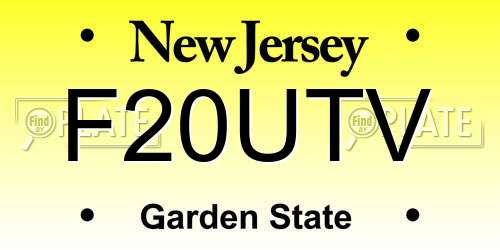 F20UTV New Jersey License Plate