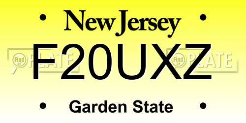 F20UXZ New Jersey License Plate