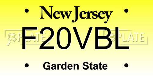 F20VBL New Jersey License Plate
