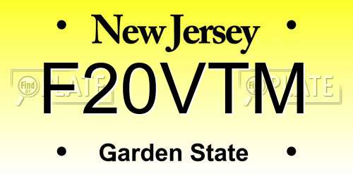 F20VTM New Jersey License Plate