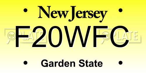 F20WFC New Jersey License Plate