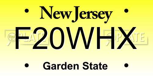 F20WHX New Jersey License Plate