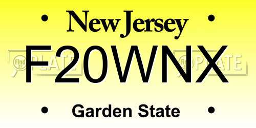 F20WNX New Jersey License Plate