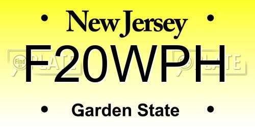 F20WPH New Jersey License Plate