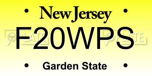 F20WPS New Jersey License Plate