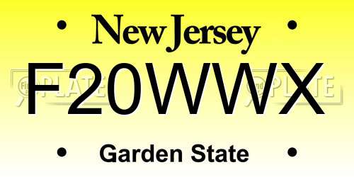 F20WWX New Jersey License Plate