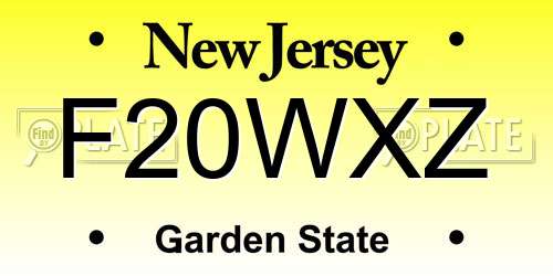 F20WXZ New Jersey License Plate