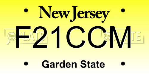 F21CCM New Jersey License Plate