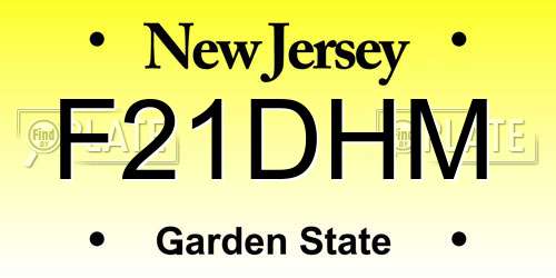 F21DHM New Jersey License Plate