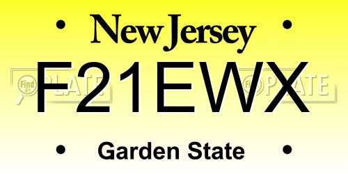 F21EWX New Jersey License Plate