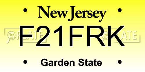F21FRK New Jersey License Plate