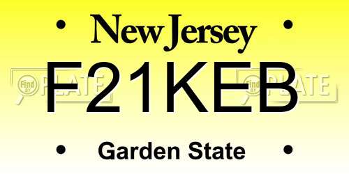 F21KEB New Jersey License Plate
