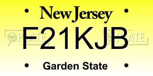 F21KJB New Jersey License Plate