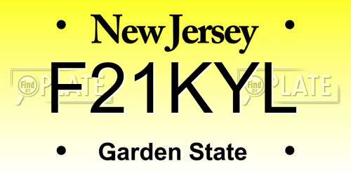 F21KYL New Jersey License Plate