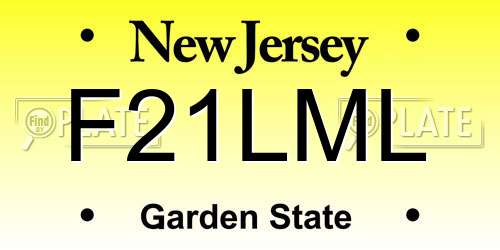 F21LML New Jersey License Plate