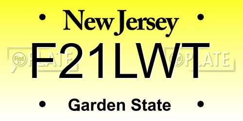 F21LWT New Jersey License Plate