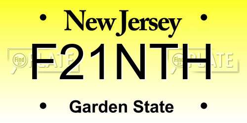 F21NTH New Jersey License Plate